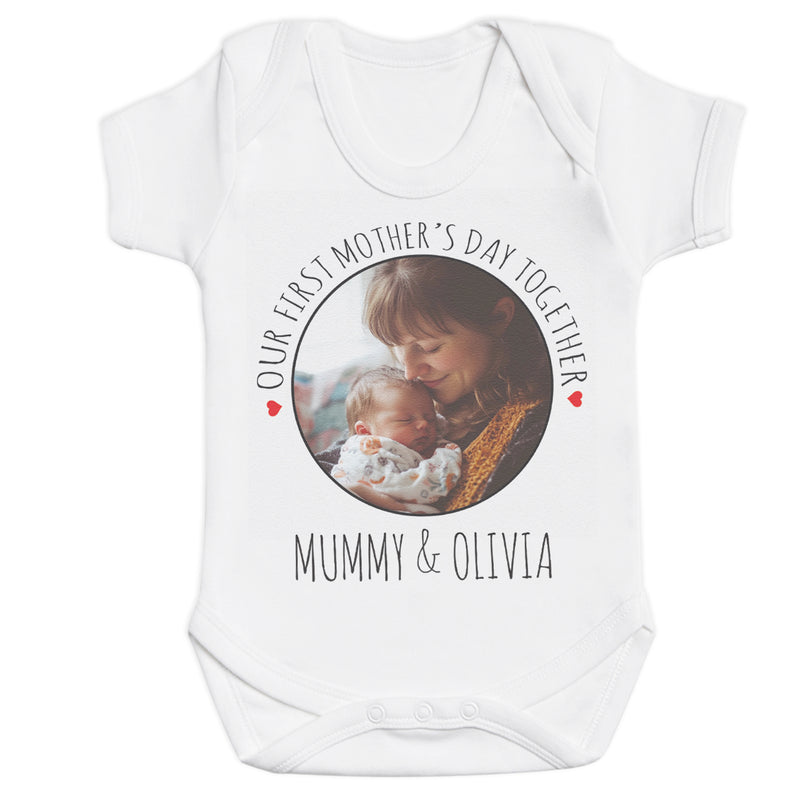 PERSONALISED Photo Our First Mother's Day - Baby Bodysuit