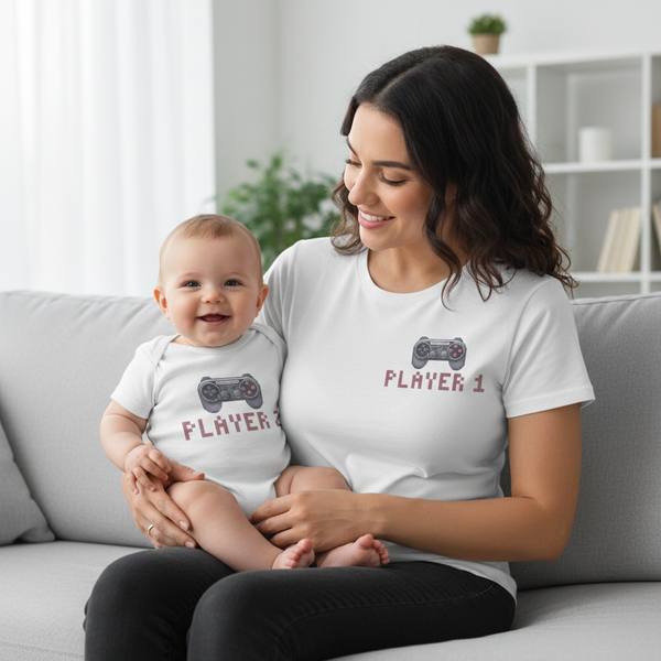 Player One & Player Two - Matching Gift Set - Baby Bodysuit