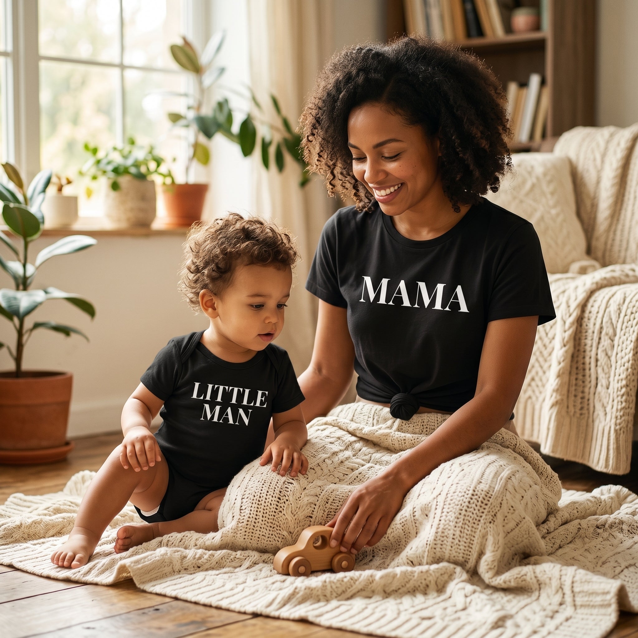 Mama & Little Man - Baby T-Shirt & Bodysuit / Mum T-Shirt - (Sold Separately)