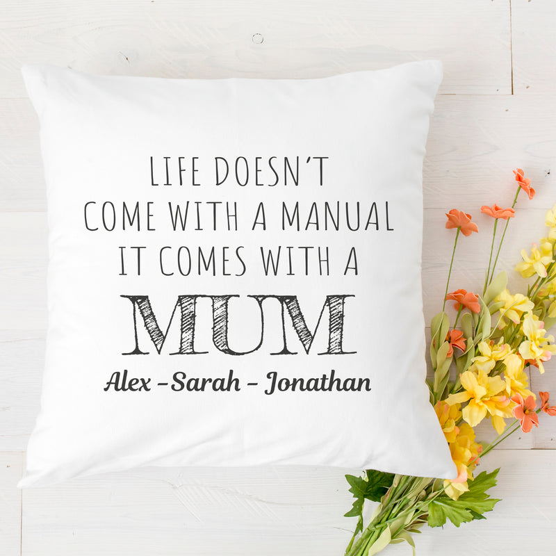 PERSONALISED No Manual But A Mum - Printed Cushion Cover - One Size