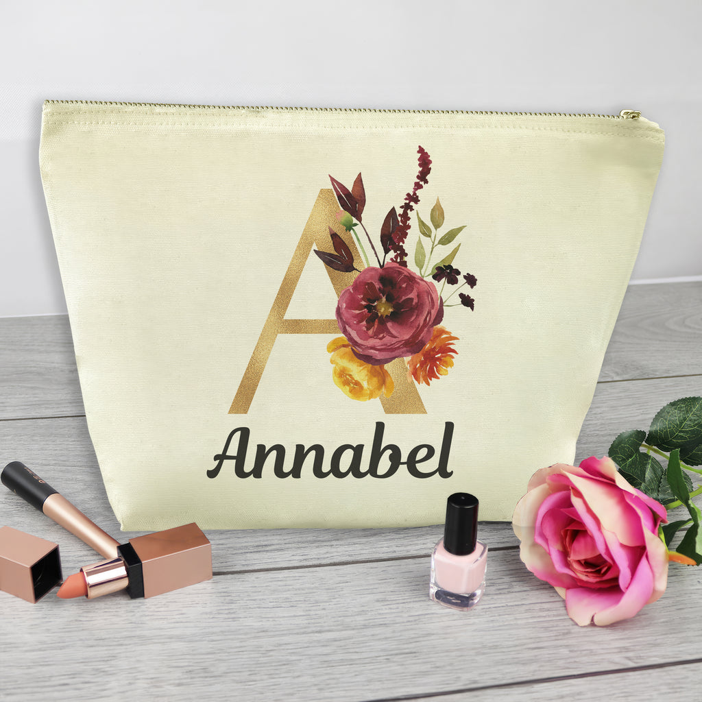 PERSONALISED Floral Letter & Name - Canvas Bag - Natural