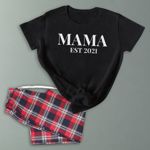 PERSONALISED Mama Est Date - Pyjamas - Top & Tartan PJ Bottoms
