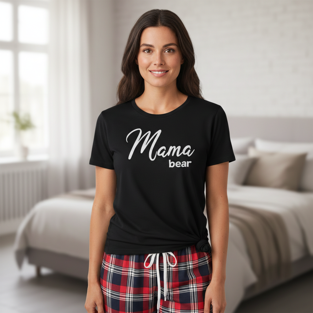 Mama Bear - Pyjamas - Top & Tartan PJ Bottoms