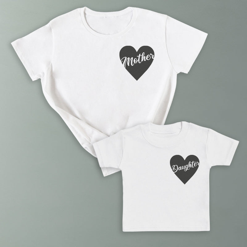 Mother & Daughter Hearts Pocket Prints - T-Shirt & Bodysuit / T-Shirt - (Sold Separately)