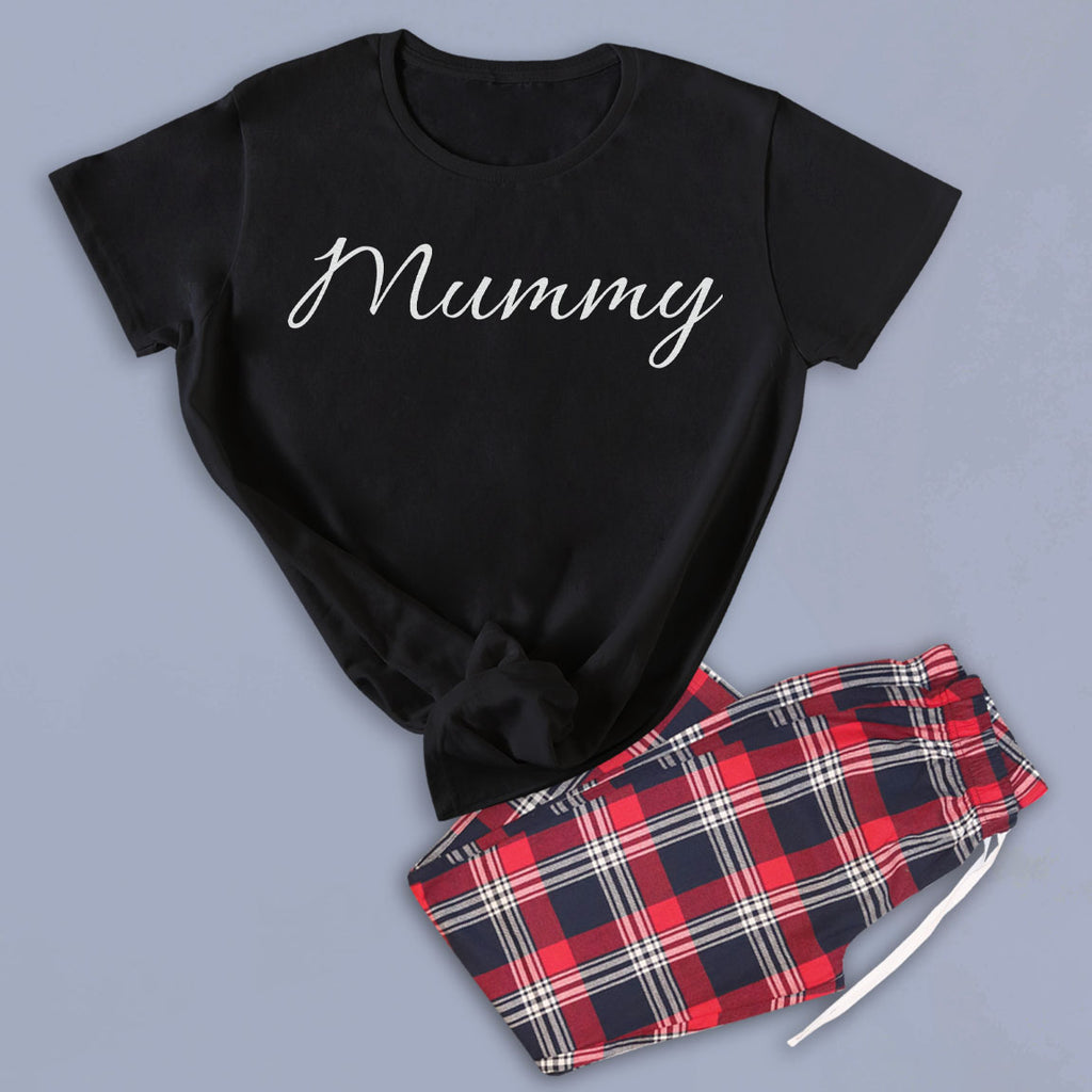 Mummy Print - Pyjamas - Top & Tartan PJ Bottoms