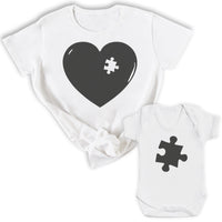 Heart Jigsaw Piece - Baby T-Shirt & Bodysuit / Mum T-Shirt - (Sold Separately)
