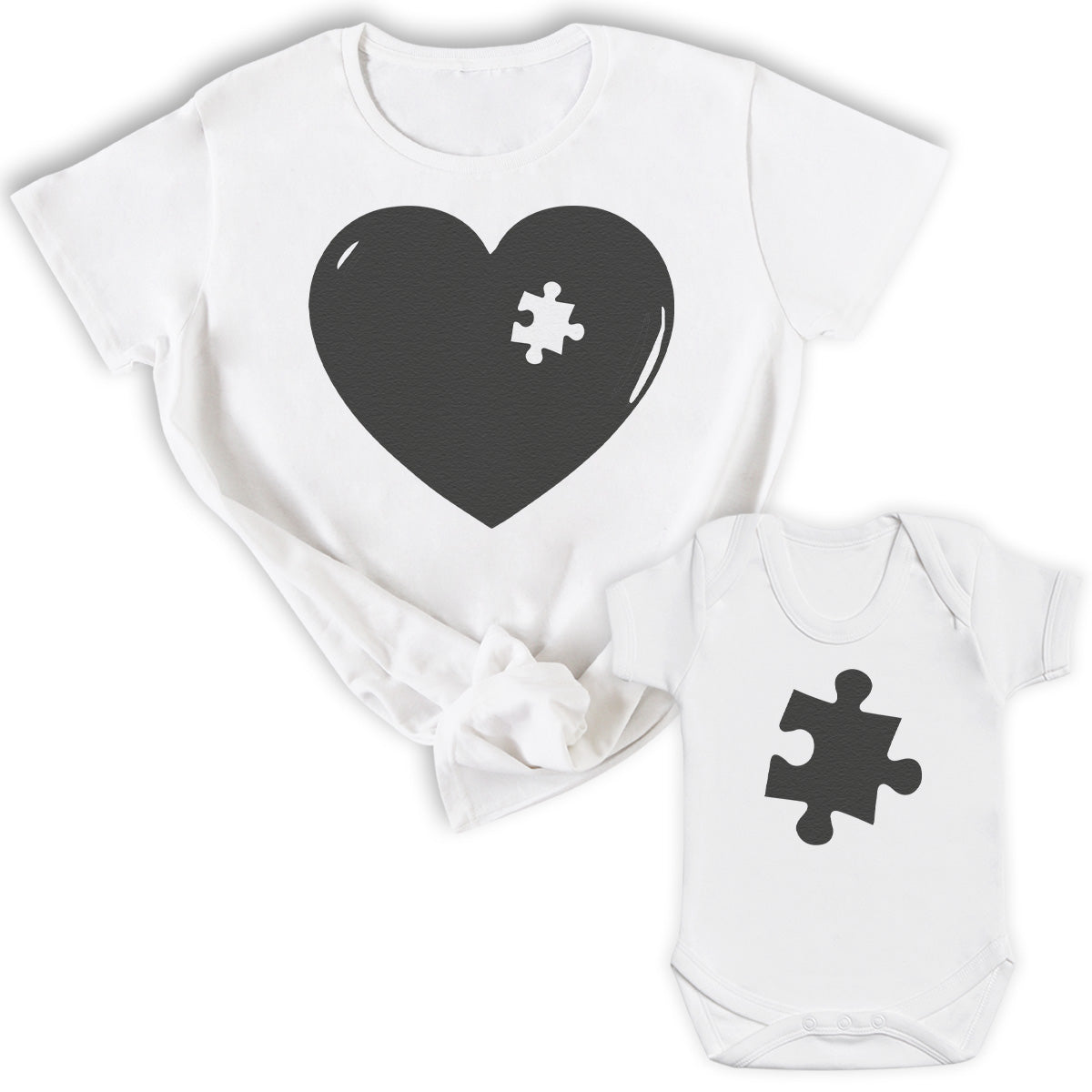 Heart Jigsaw Piece - Baby T-Shirt & Bodysuit / Mum T-Shirt - (Sold Separately)