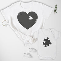Heart Jigsaw Piece - Baby T-Shirt & Bodysuit / Mum T-Shirt - (Sold Separately)