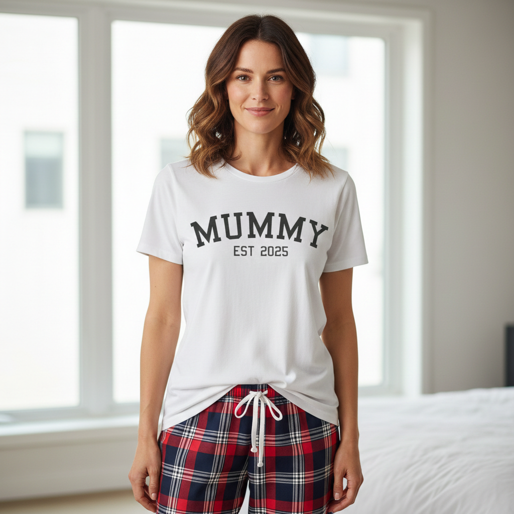 PERSONALISED Mummy EST - Pyjamas - Top & Tartan PJ Bottoms