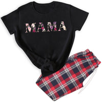 MAMA Floral Design - Pyjamas - Top & Tartan PJ Bottoms