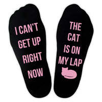 I Can't Get Up Right Now, The Cat Is On My Lap - Printed Funny Socks