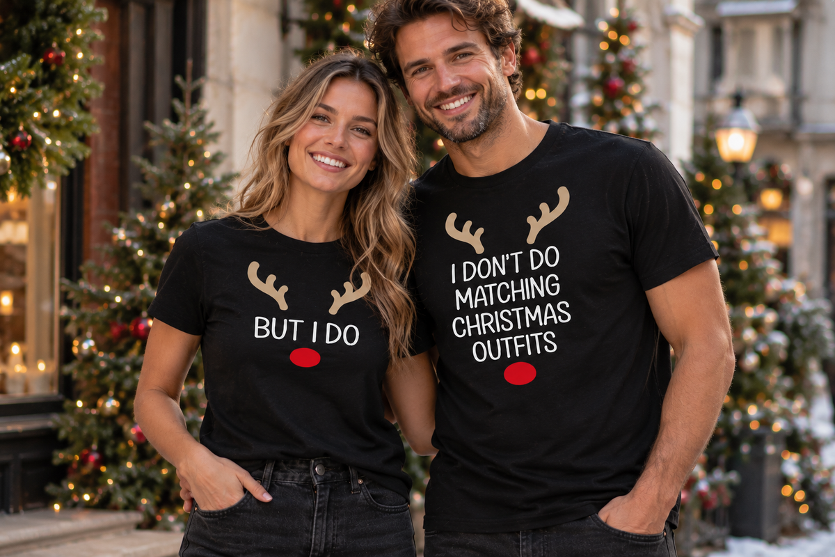 I Don't Do Matching & But I Do Reindeer Design - Christmas Matching - Christmas Tops - (Sold Separately)