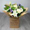 PERSONALISED Meadow Blues Hand Tied Box Bouquet - Create Your Own Text Design
