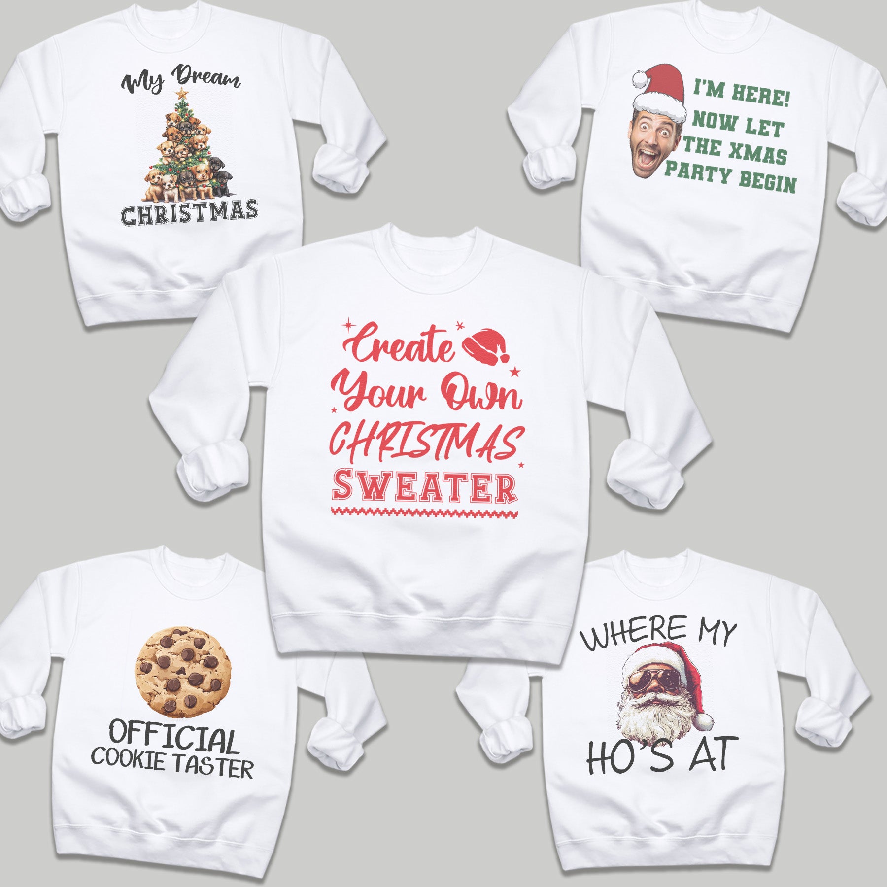 PERSONALISED - Printed Christmas Sweater with Text, Photos, anything! - All Kids & Adult Sizes