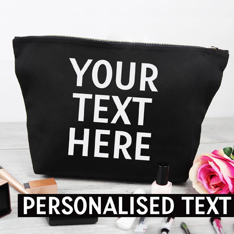 PERSONALISED Your Own Text or Name - Canvas Accessory Make Up Bag