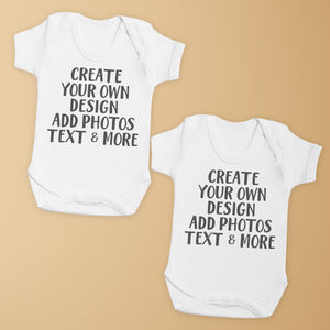 PERSONALISED - Printed Twins Baby Bodysuit with Text, Photos, anything!