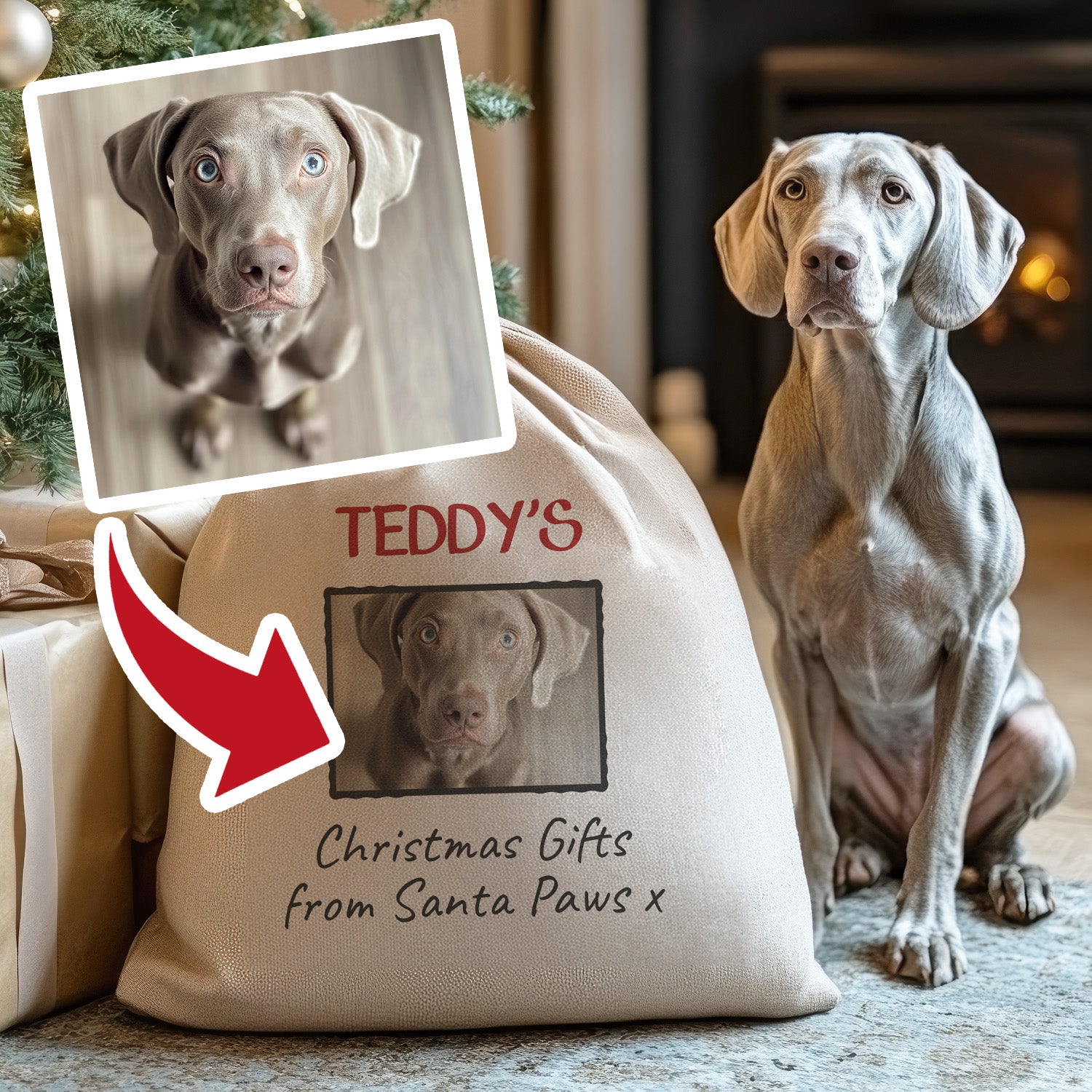 Personalised Photo & Name Christmas Gifts From Santa Paws - Christmas Santa Sack