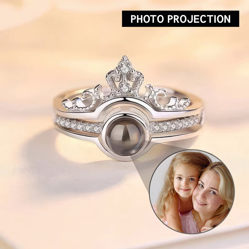 Light Luxury Crown Diamond Projection Gem Ring - Photo Projection Unique Gift