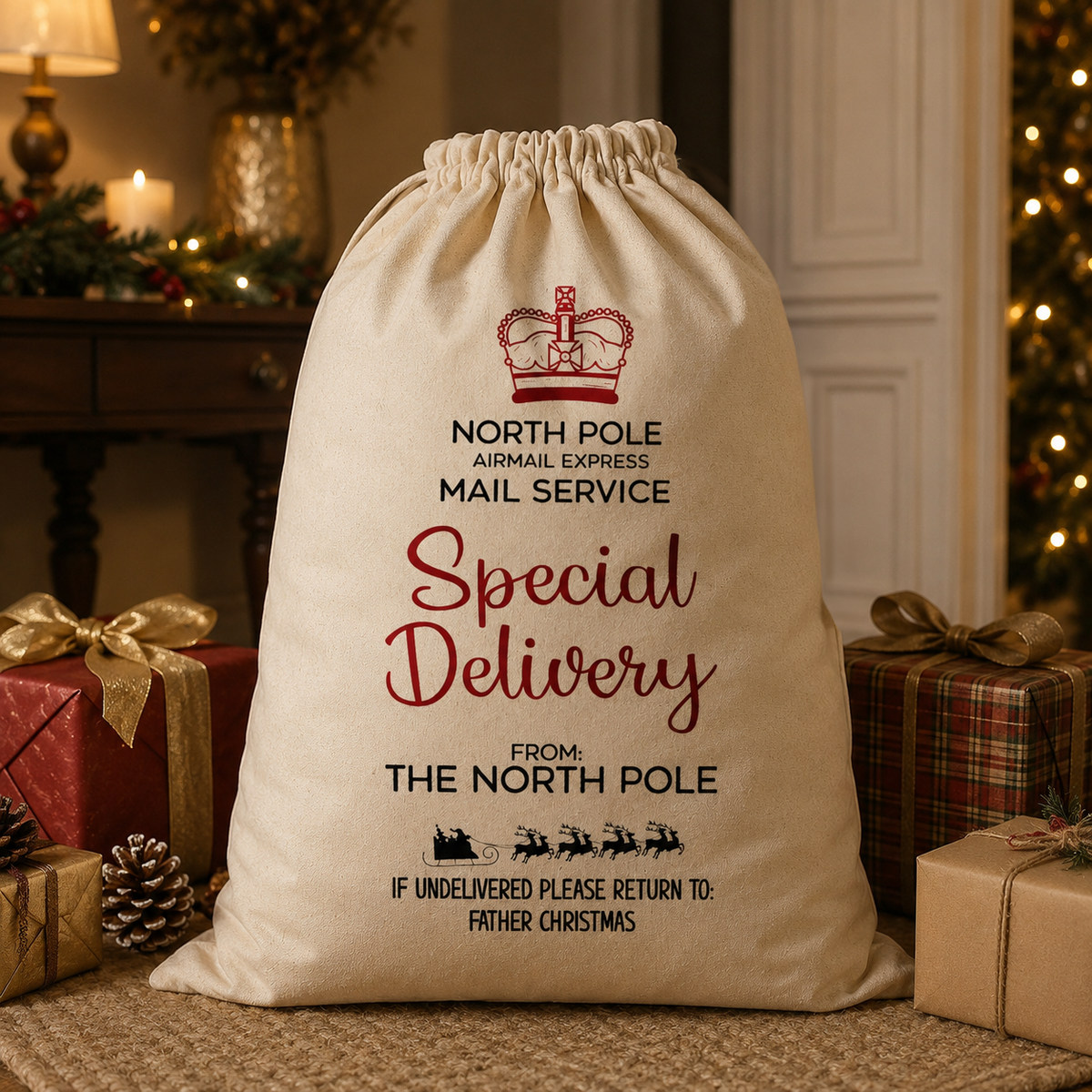 Speical Delivery From The North Pole - Christmas Santa Sack