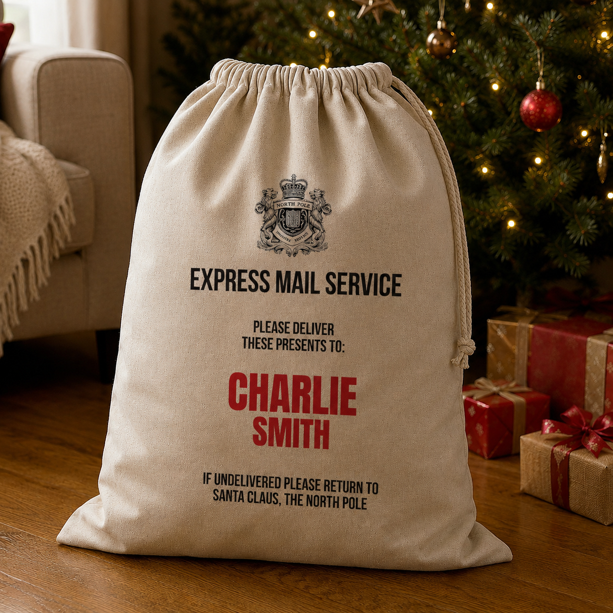 Personalisierte Express-Postzustellung - Weihnachtsmannsack