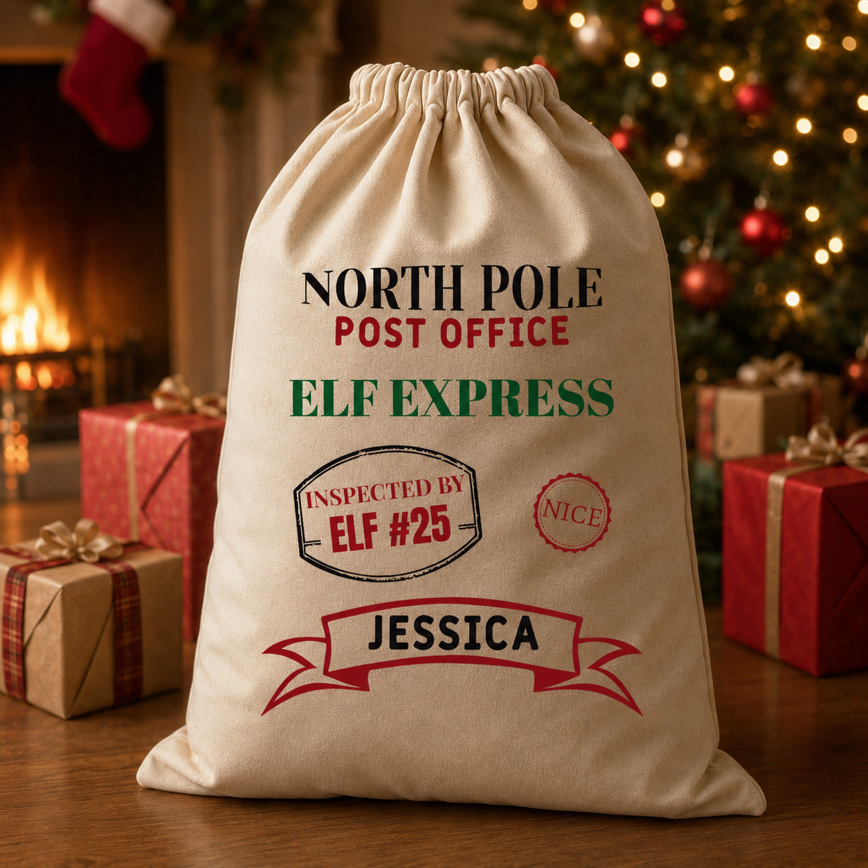 Personalisierter Nordpol-Postamt-Elf-Express - Weihnachtsmannsack