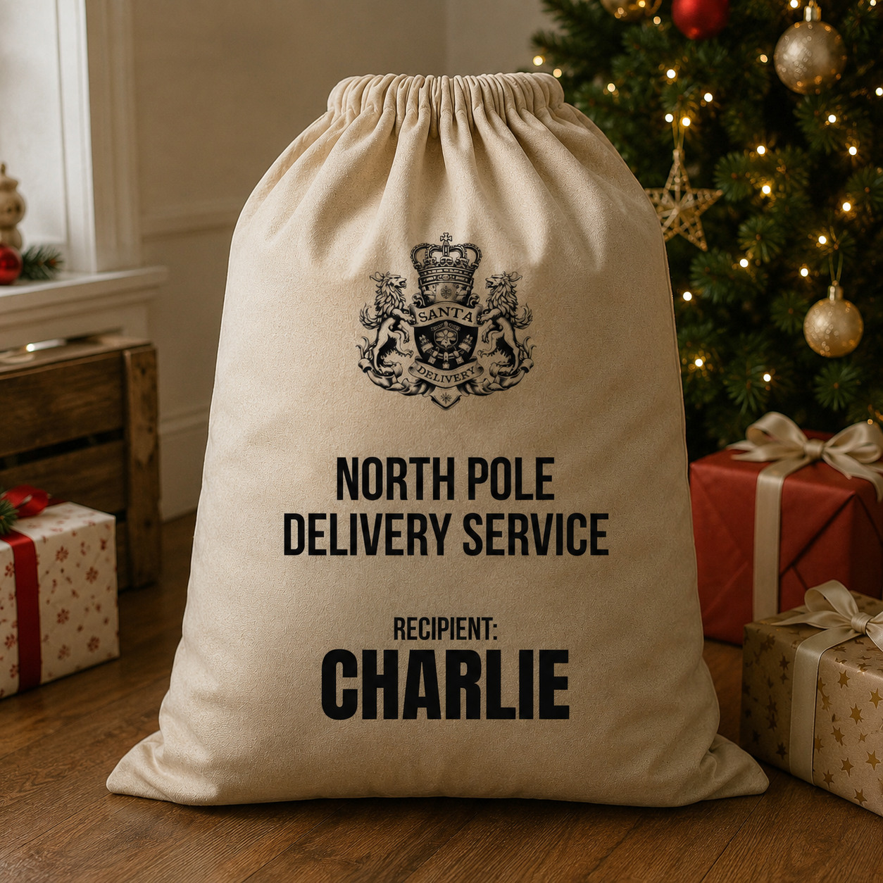 Personalised North Pole Delivery Service Recipient... - Christmas Santa Sack