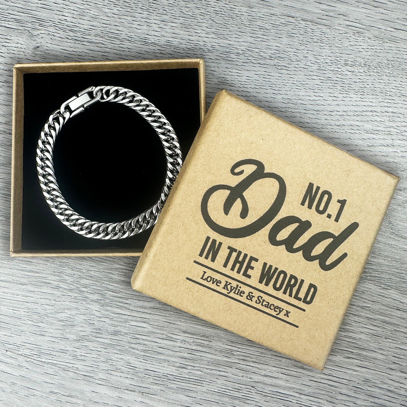 PERSONALISED No.1 Dad In The World - Choice of 4 Bracelets - Jewelry Gifts for Dad