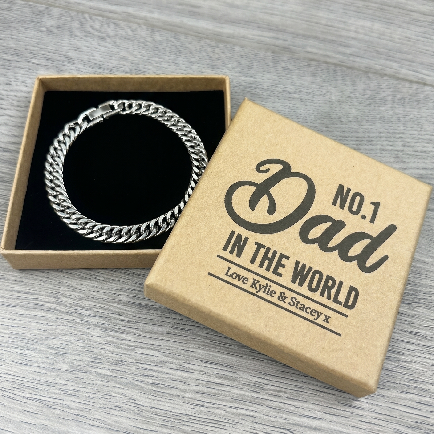 PERSONALISED No.1 Dad In The World - Choice of 4 Bracelets - Jewelry Gifts for Dad