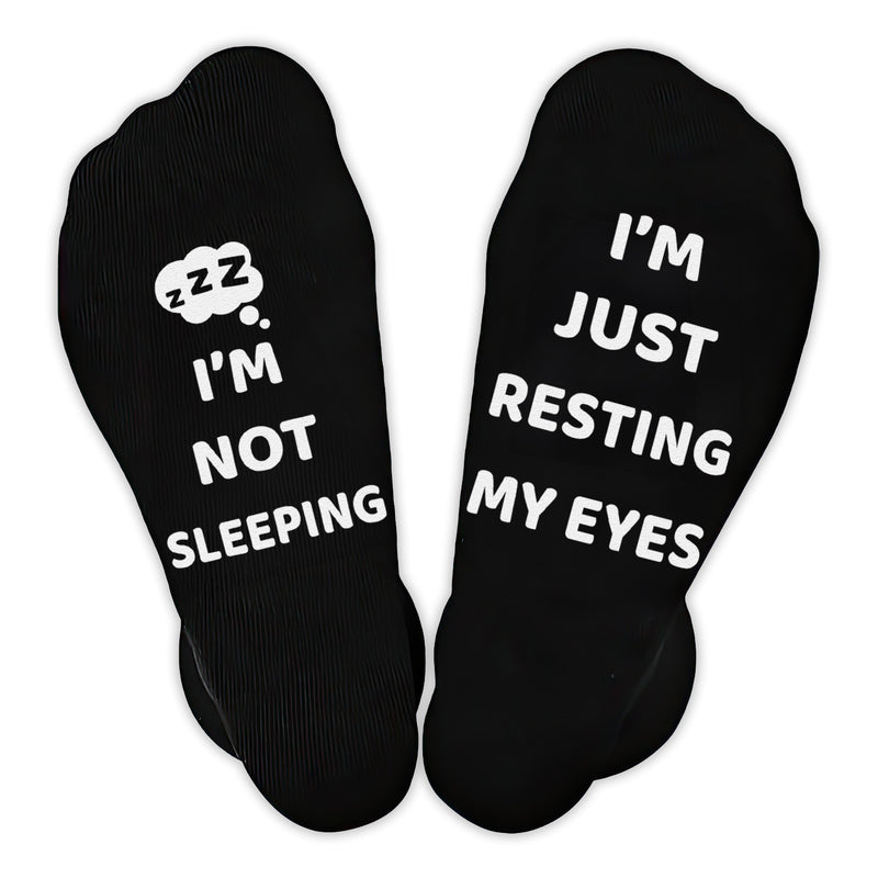 I'm Not Sleeping I'm Just Resting My Eyes zZZ - Printed Funny Socks