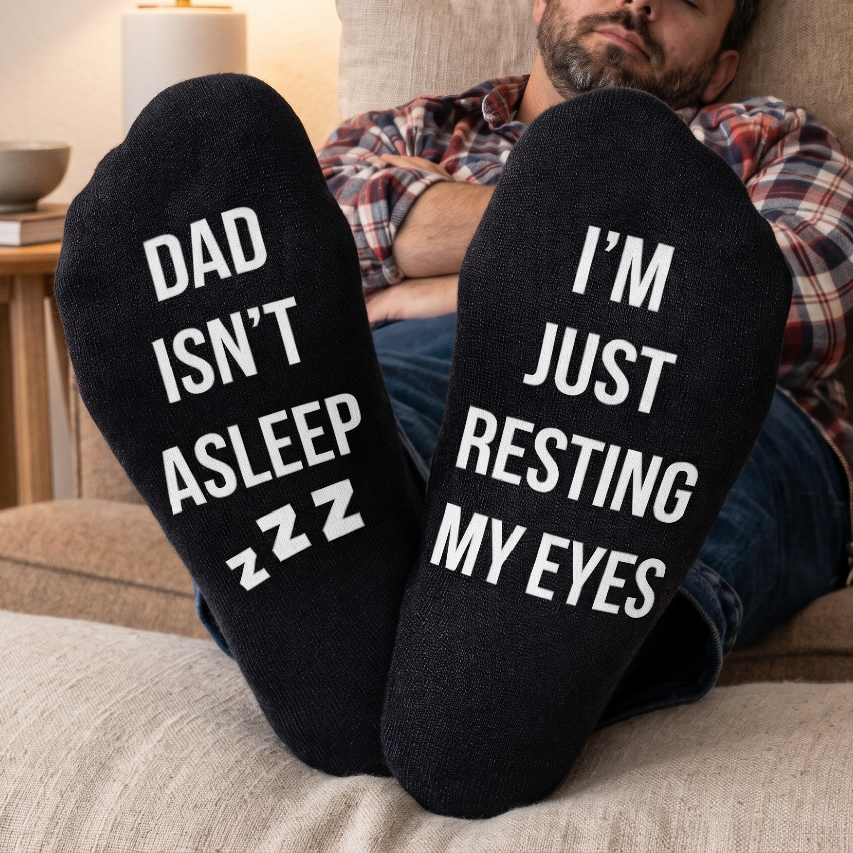 Dad Isn't Asleep - Just Resting - Printed Funny Socks