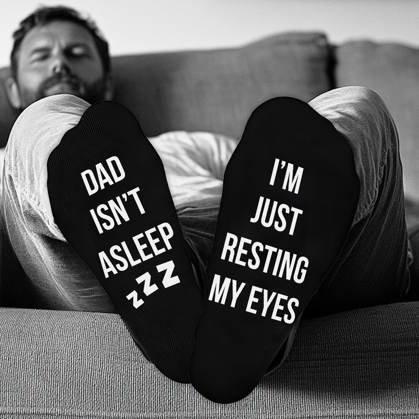 Dad Isn't Asleep - Just Resting - Printed Funny Socks