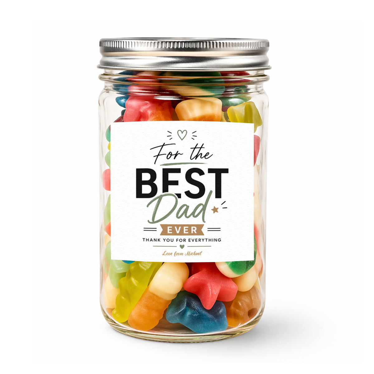 PERSONALISED For The Best Dad Ever - Thank You For Everything - Sweet Jar Treat