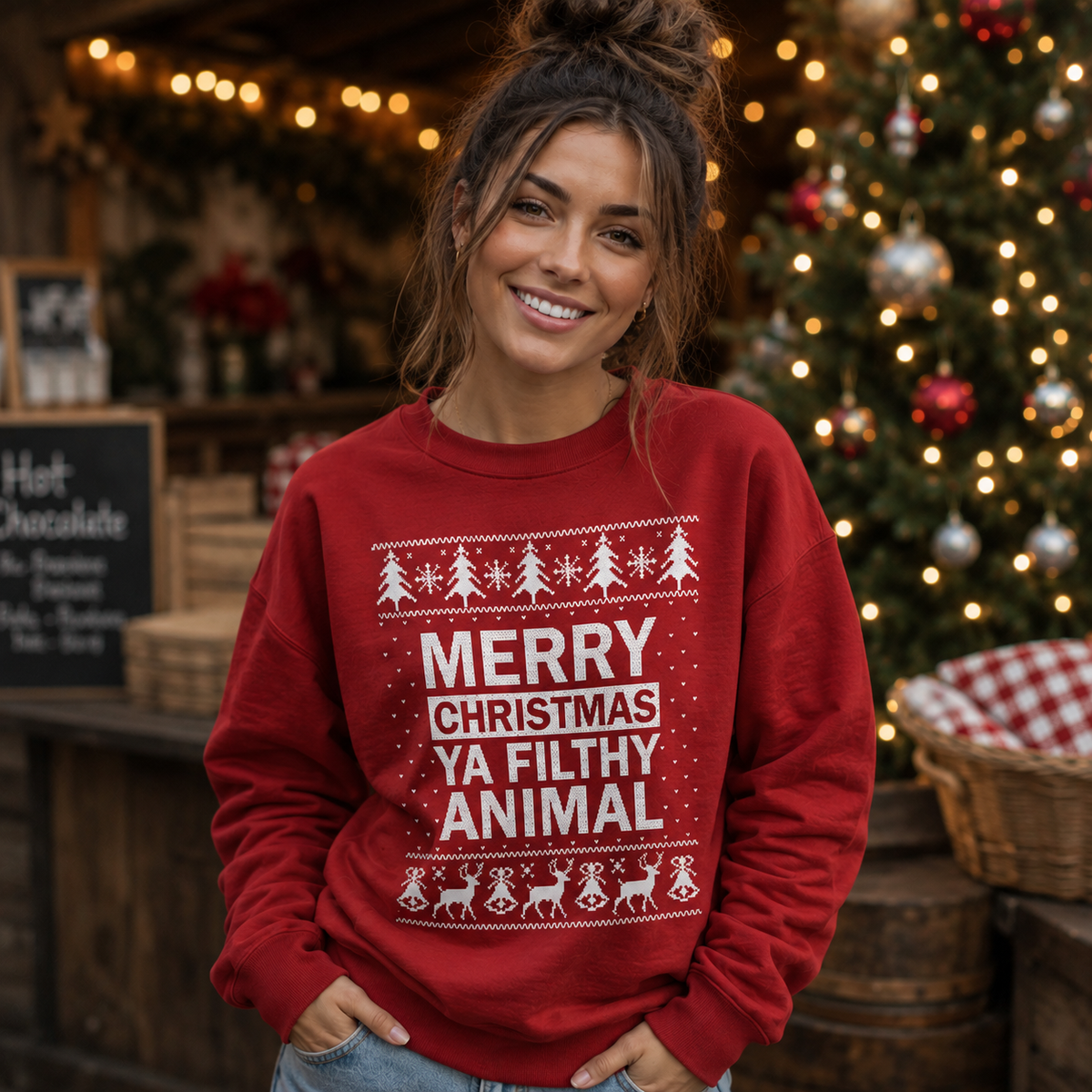 Merry Christmas Ya Filithy Animal Christmas Sweater - Christmas Jumper Sweatshirt - All Sizes