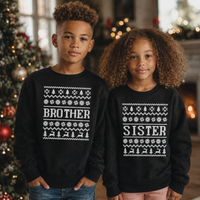 Weihnachtspullover mit Familiennamenmuster – Weihnachtspullover-Sweatshirt – Schwarz – Alle Größen