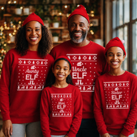 Elf Family Names Christmas Sweater - Christmas Jumper Sweatshirt - Red - All Sizes