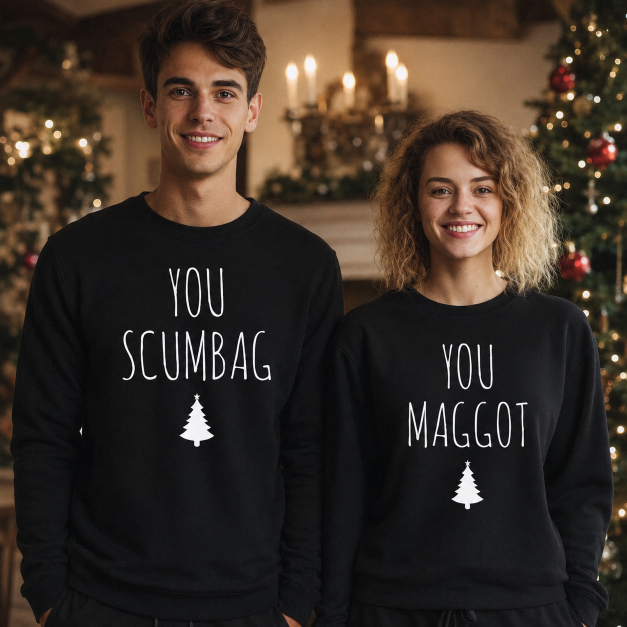 You Scumbag & You Maggot Christmas Sweater - Christmas Jumper Sweatshirt - All Sizes - (Sold Separately)