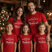 Personalisierter Nachname für Weihnachten – Passende Weihnachtsoberteile für die ganze Familie – Erwachsene, Kinder und Babys – (separat erhältlich)
