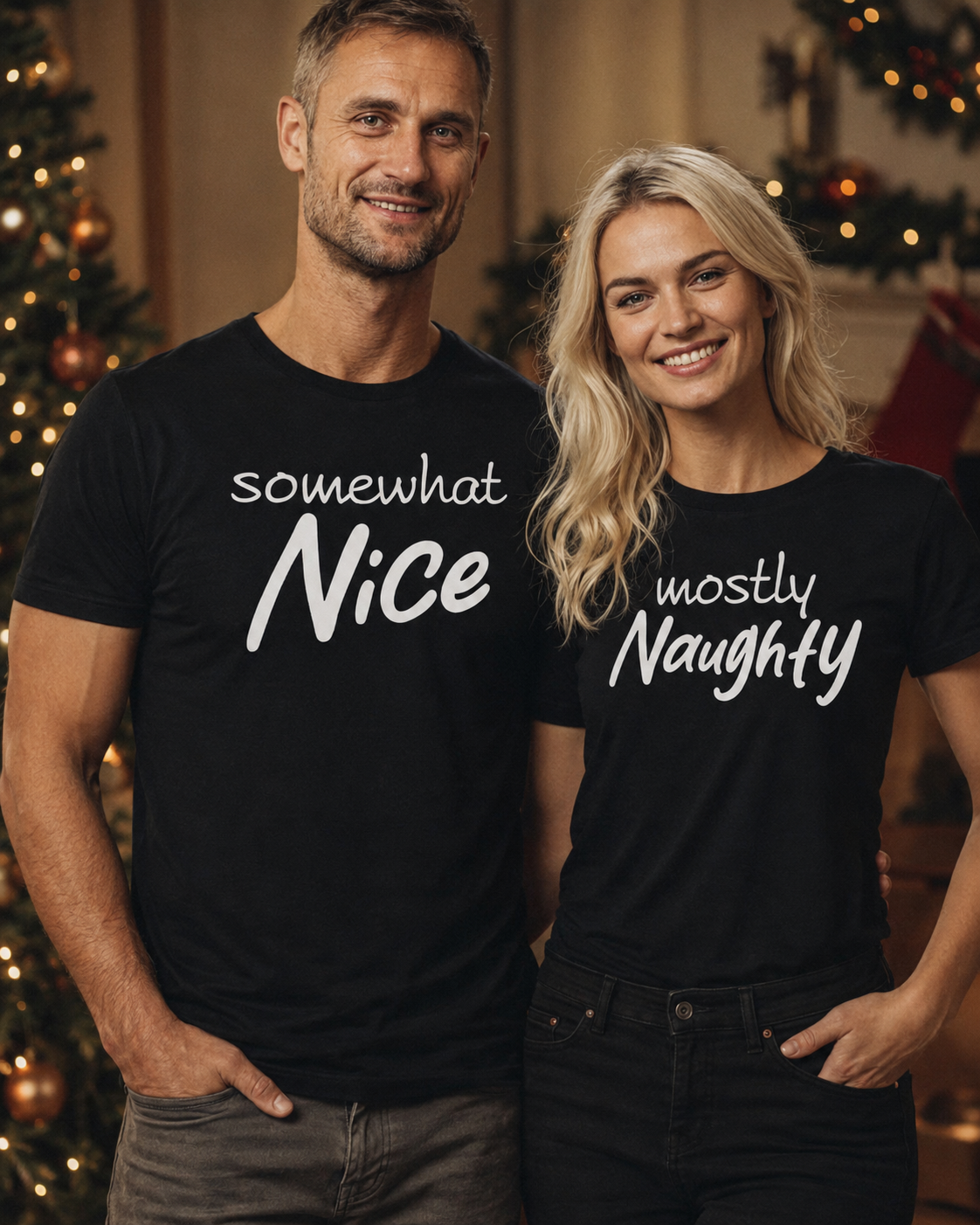 Etwas nett, meistens ungezogen – passende Weihnachtsoberteile für Paare – (separat erhältlich)