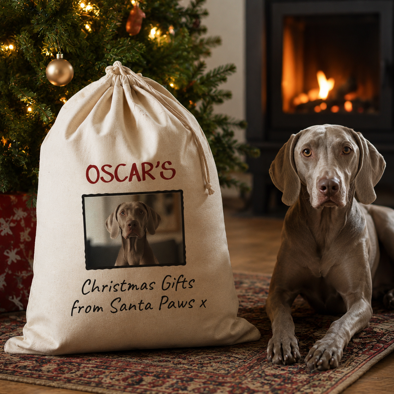 Personalised Photo & Name Christmas Gifts From Santa Paws - Christmas Santa Sack