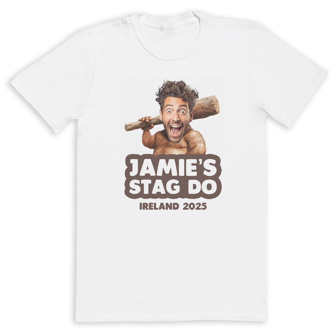 PERSONALISED Photo Face & Caveman Body with Wording