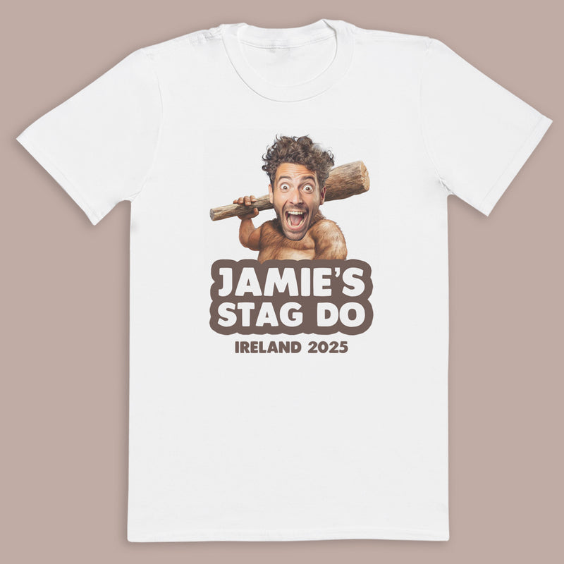PERSONALISED Photo Face & Caveman Body with Wording