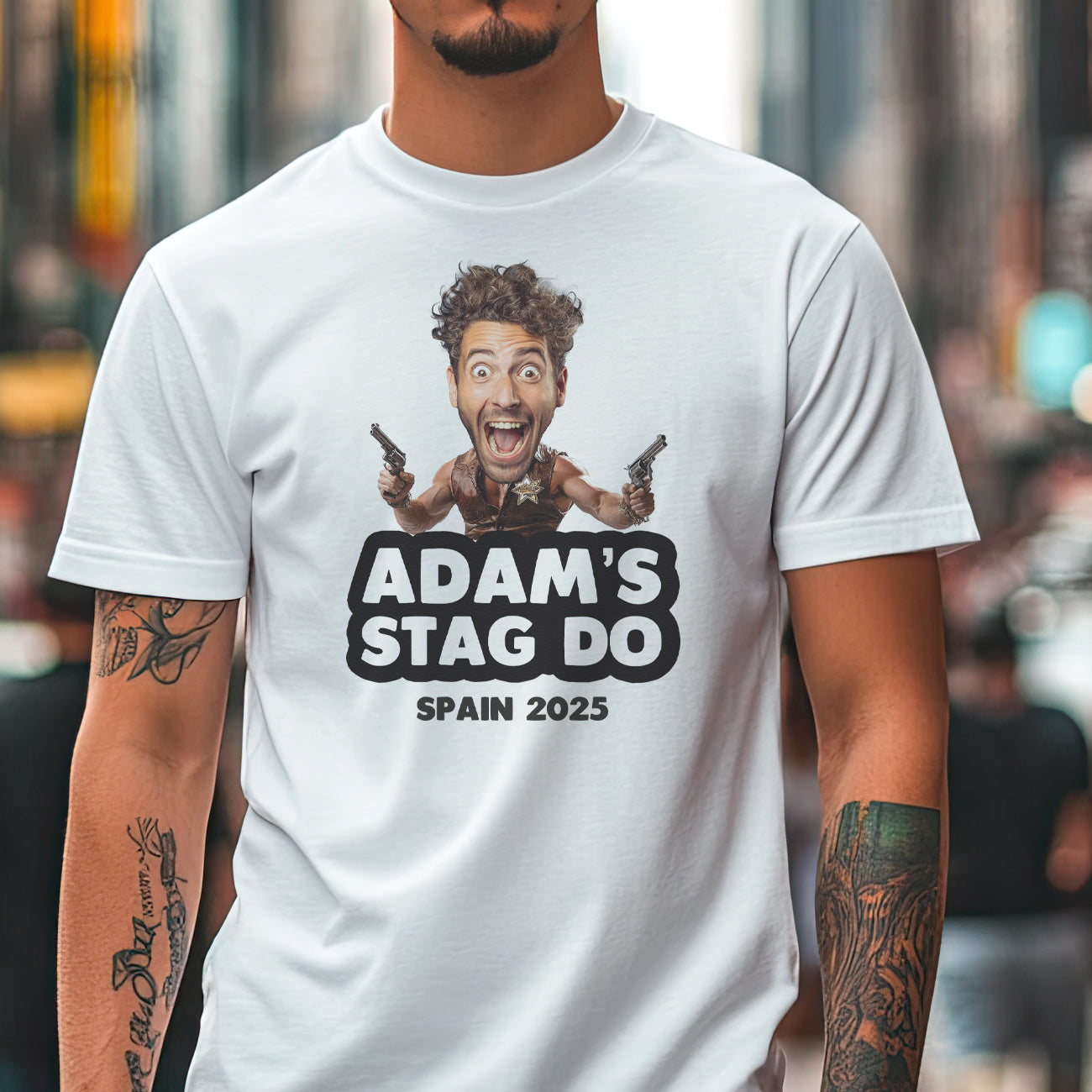 PERSONALISED Photo Face & Cowboy Body with Wording