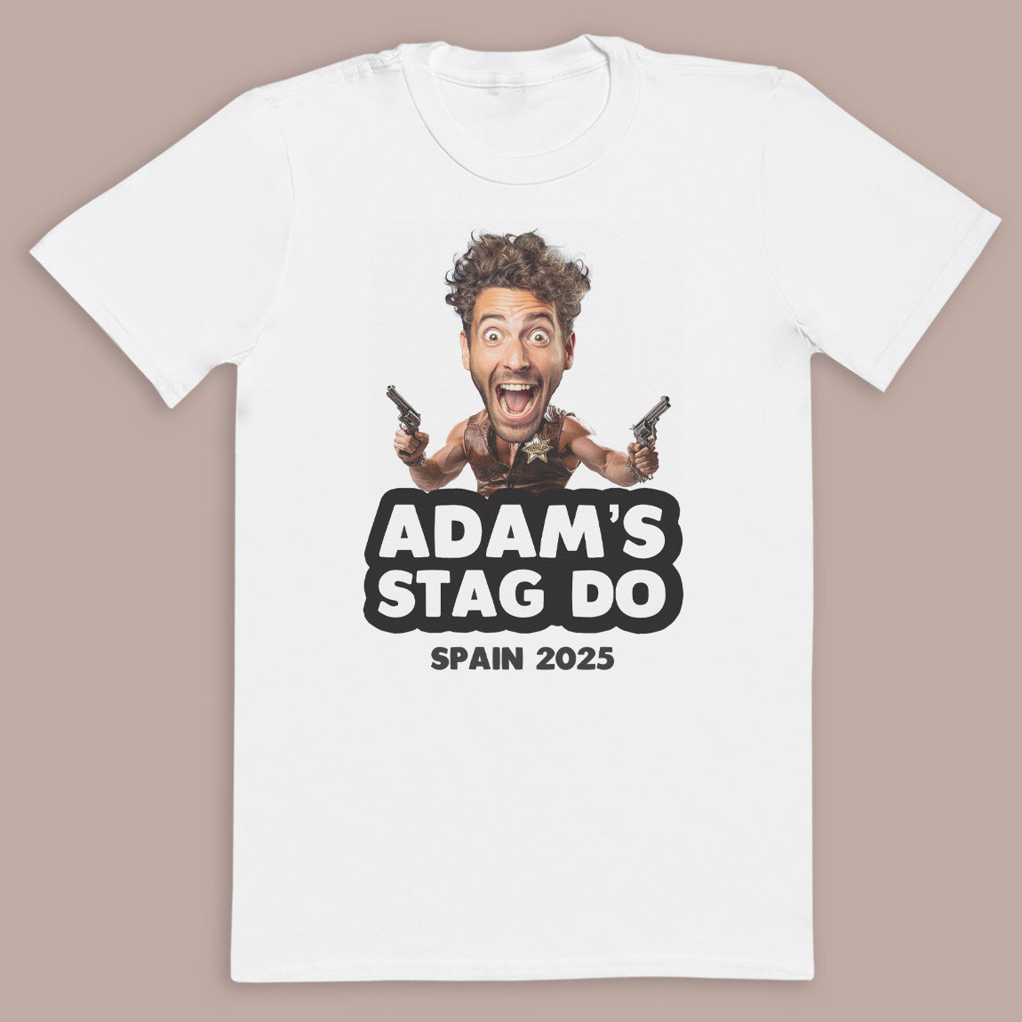 PERSONALISED Photo Face & Cowboy Body with Wording