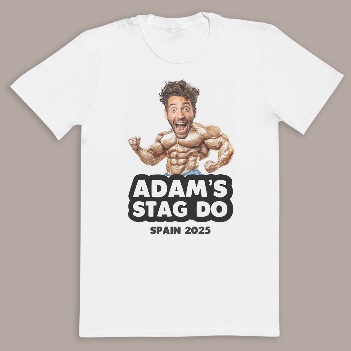 PERSONALISED Photo Face & Bodybuilder Body with Wording