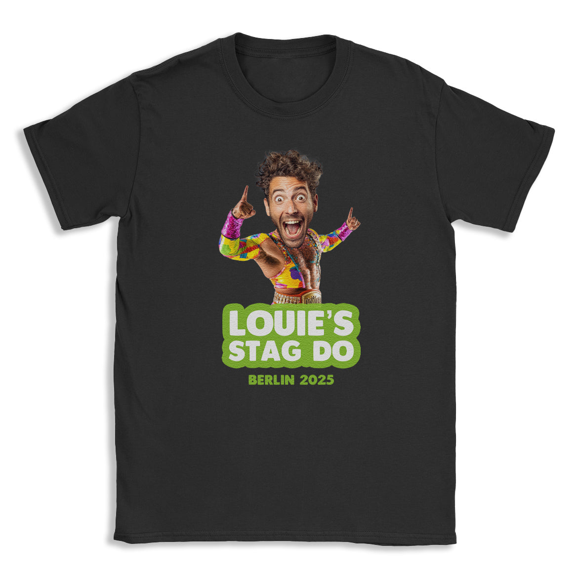 PERSONALISED Photo Face & Wrestler II Body with Wording