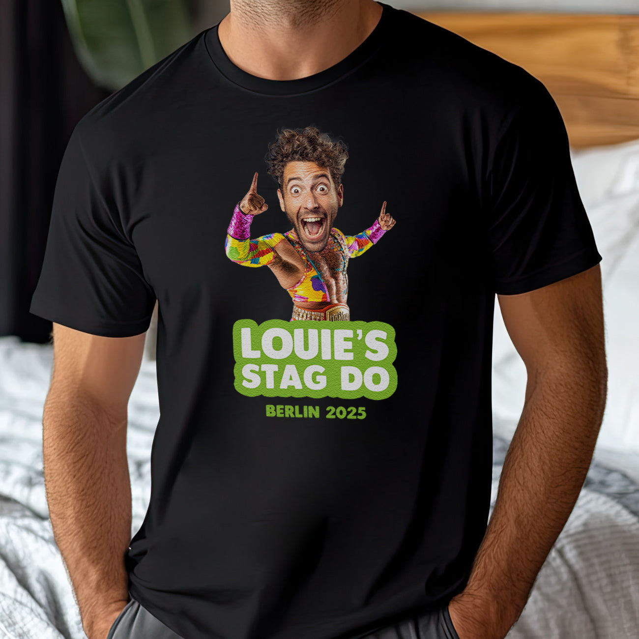 PERSONALISED Photo Face & Wrestler II Body with Wording