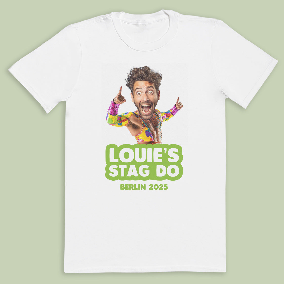 PERSONALISED Photo Face & Wrestler II Body with Wording