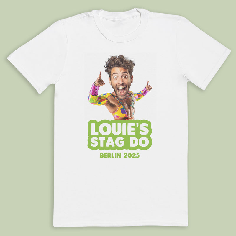 PERSONALISED Photo Face & Wrestler II Body with Wording