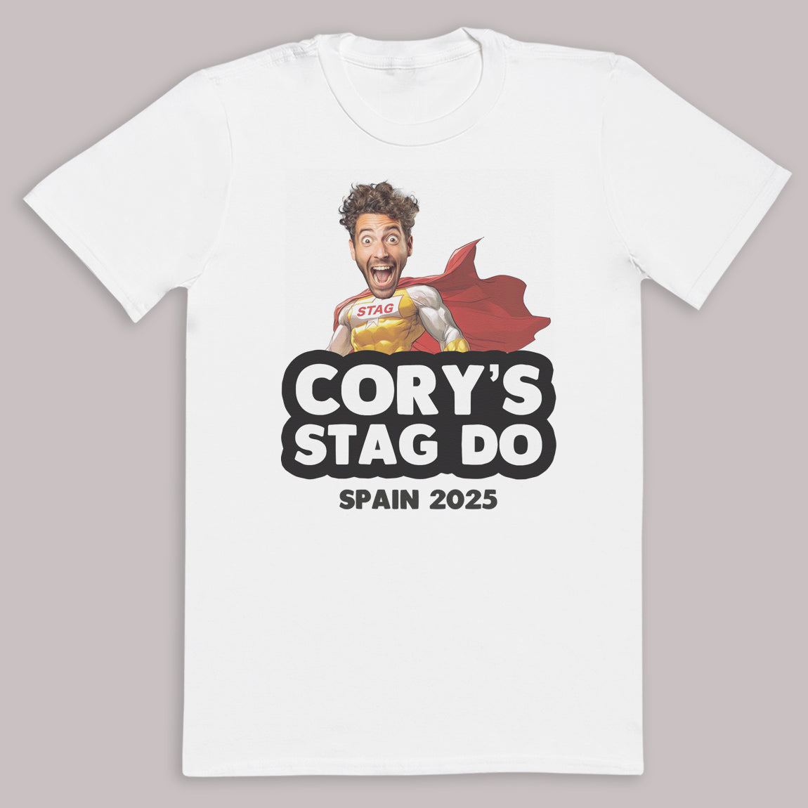 PERSONALISED Photo Face & Superhero Body with Wording