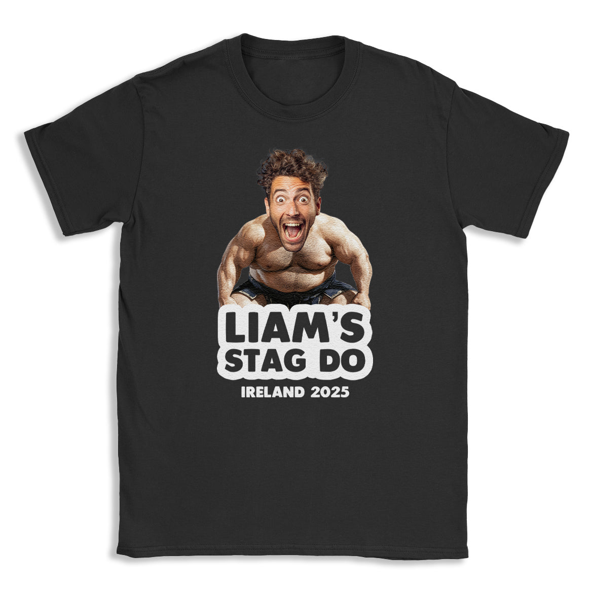 PERSONALISED Photo Face & Sumo Wrestler Body with Wording